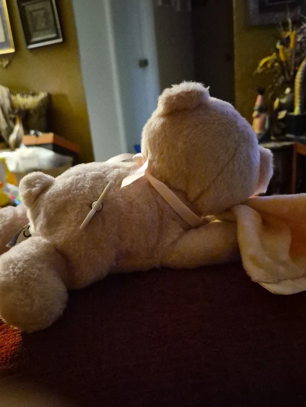 Vintage Aurora Musical Wind-up Laying Plush Teddy Bear
